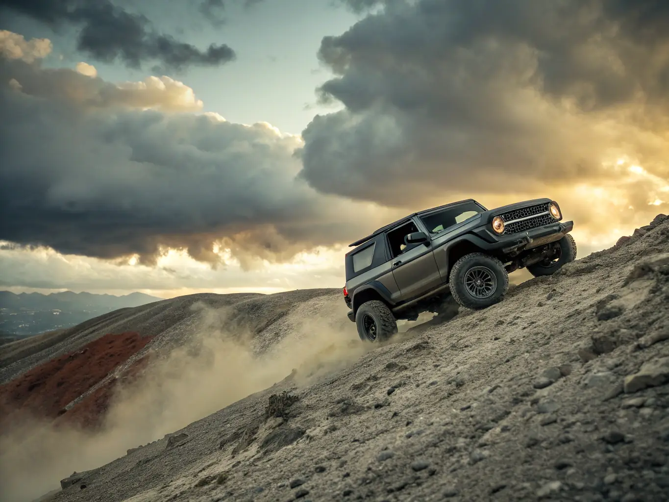 A vibrant photograph capturing the excitement of a past Bronco Safari event, showcasing a diverse range of Ford Broncos navigating a challenging off-road trail, with sponsor banners visible in the background.